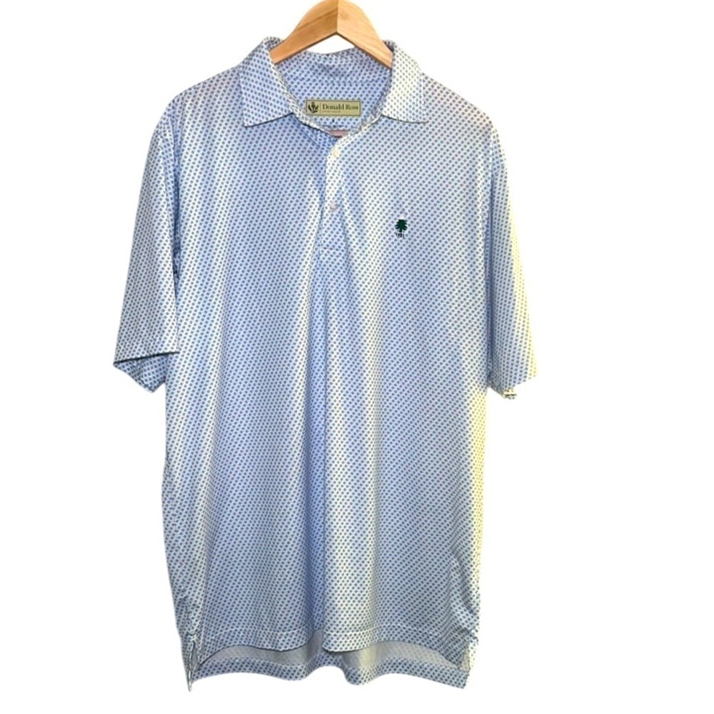 Donald Ross Sportswear Polo Golf Shirt Blue White Medium